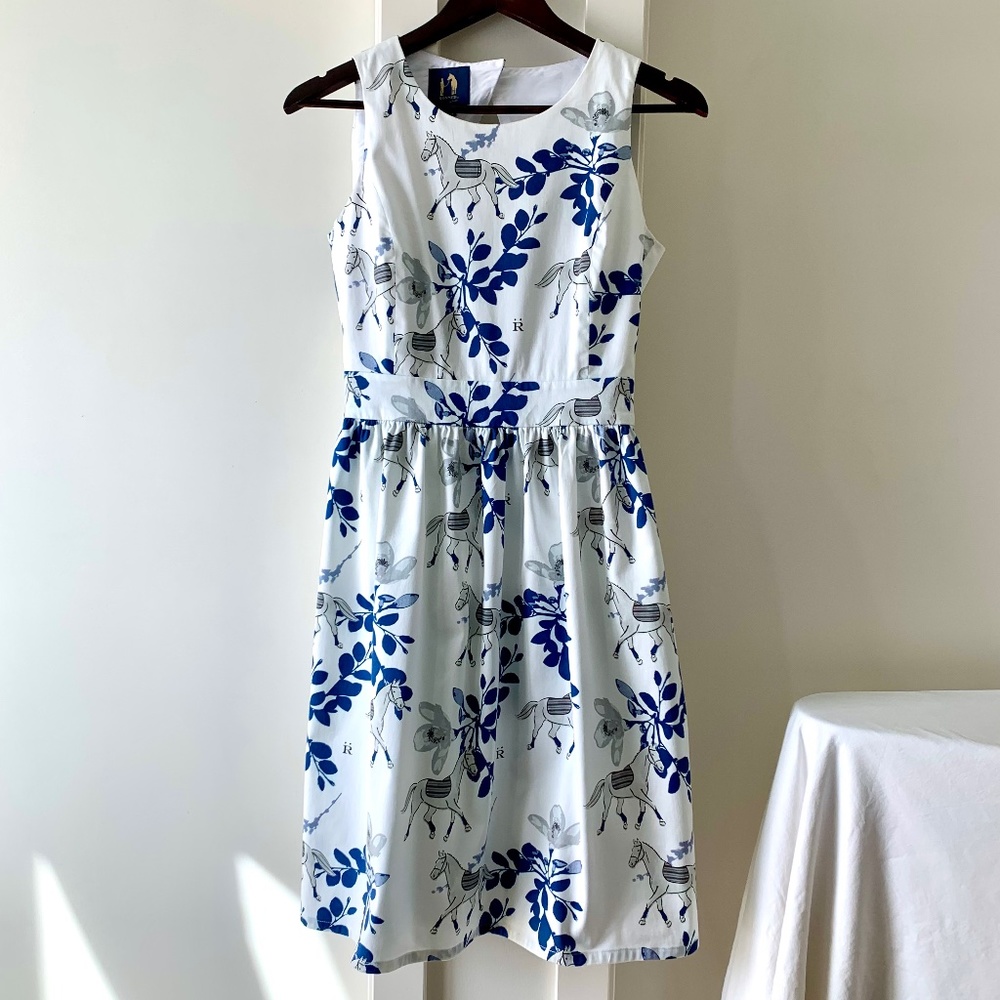 🐎 Equestrian Dress 🐎 Ronner Design 100% Cotton Floral and Equestrian